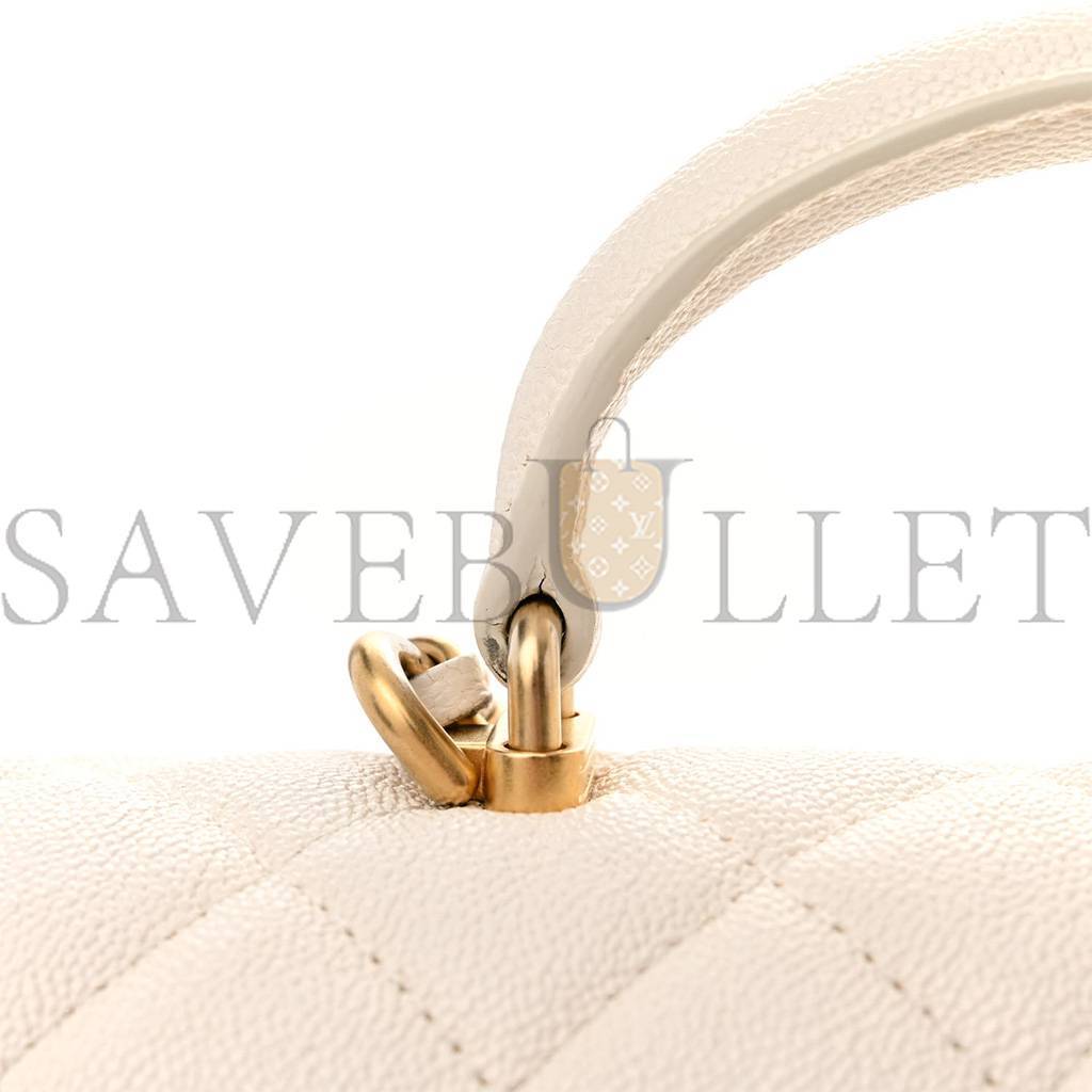 Ch*el master  caviar quilted mini top handle rectangular flap white as2431 (20*13*9cm)